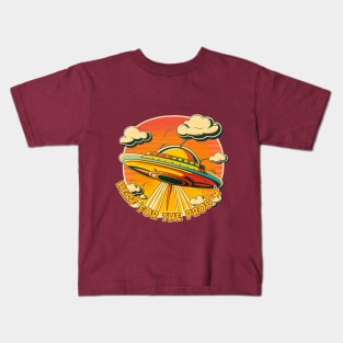 Retro Flying Saucer "Here for the Probin'" Design Kids T-Shirt